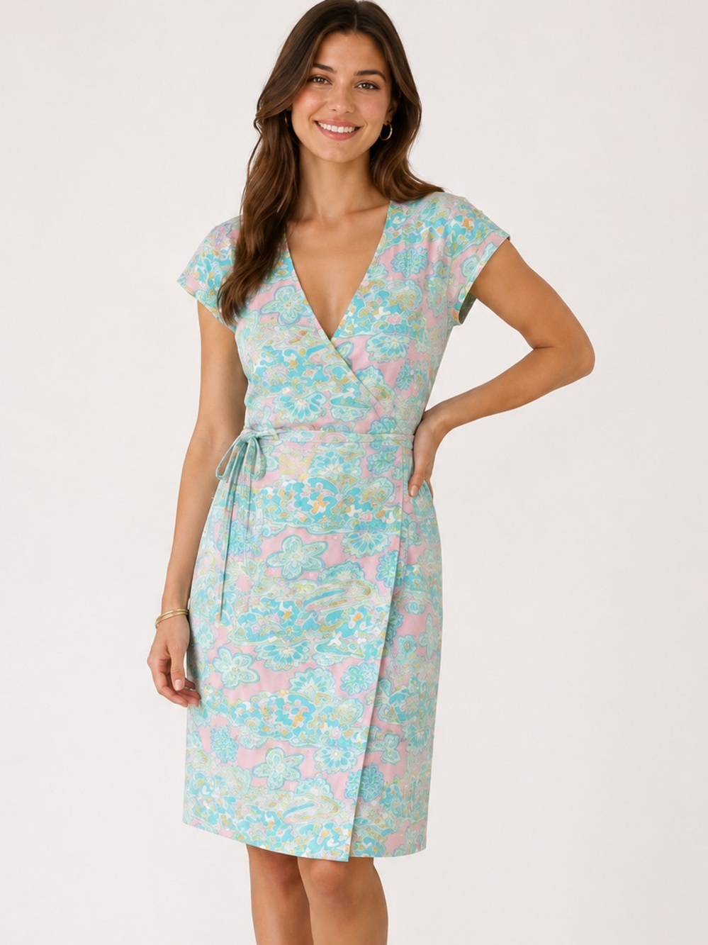 J. McLaughlin Soft Girl Pastel Floral Wrap‎ Dress 🌸 Spring Cottagecore Resort 2